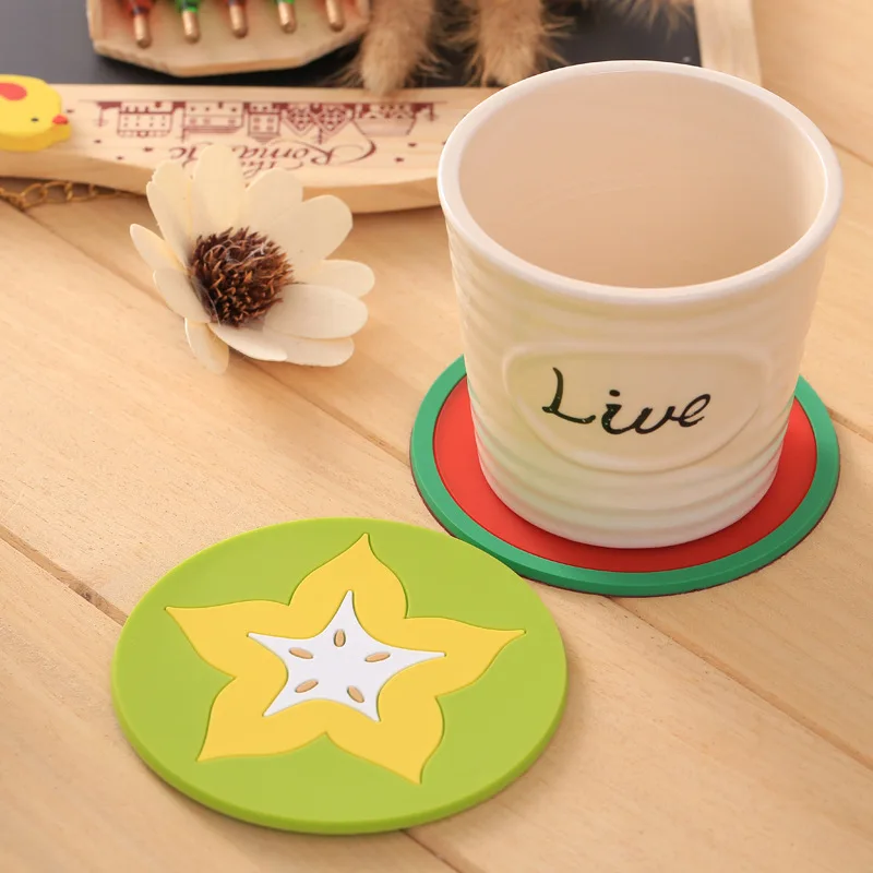 

200 / pieces colorful jelly color fruit shape silicone coaster creative non-slip insulation pad coasters wedding gifts
