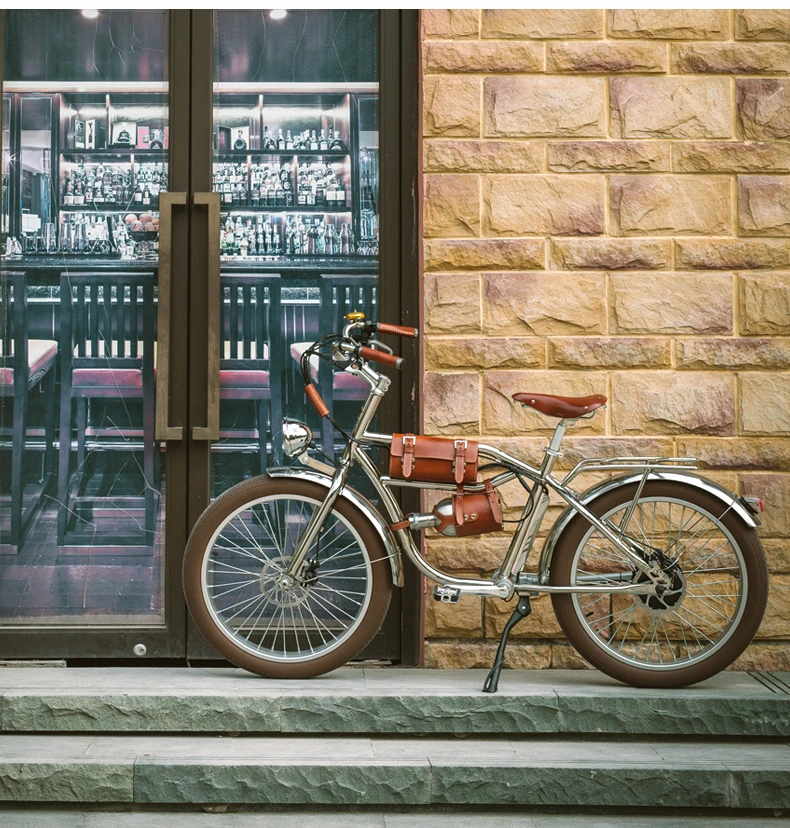 26 дюймов fat ebike ретро Электрический велосипед 48V500W высокоскоростной мотор 26*3,0 fat шины городской электровелосипед литиевая батарея кожаный велосипед