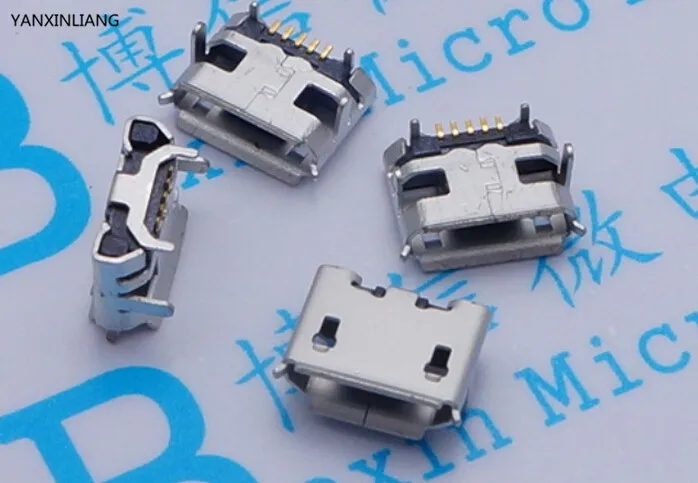 100 шт. микро USB 5pin jack Ox рога четыре ноги пластины гнездо разъем Короткие иглы мини