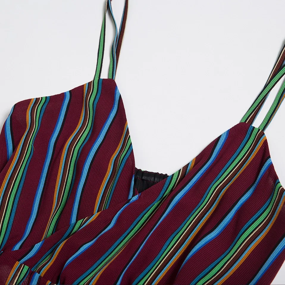 Talever Лето 2017 г. Комбинезон пляжный новые модные женские туфли в полоску глубокий