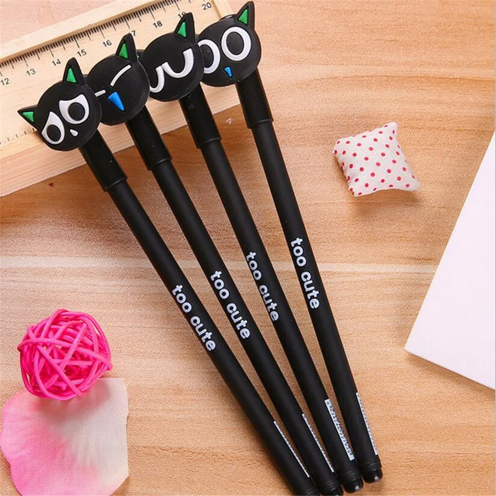 Новая Черная гелевая чернильная ручка для кошек школы школьные принадлежности