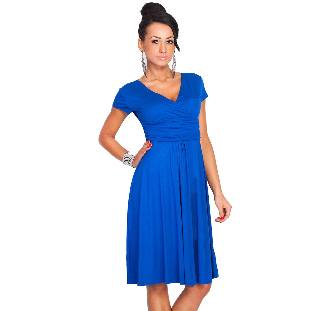Женское платье с V образным вырезом коротким рукавом|dress size|fashion women dresswomen dress |