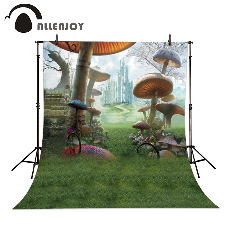 Фон Allenjoy для фотосъемки Алиса страна чудес замок грибы Детская фотокамера