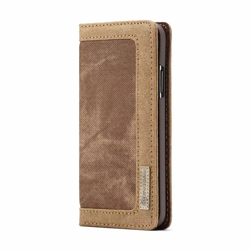 Brown Холщовый флип-чехол для coque iphone 11 pro xr x xs max 6 s 7 8 plus 5 s e Funda Etui защитный чехол для телефона аксессуары сумка - Цвет: Brown