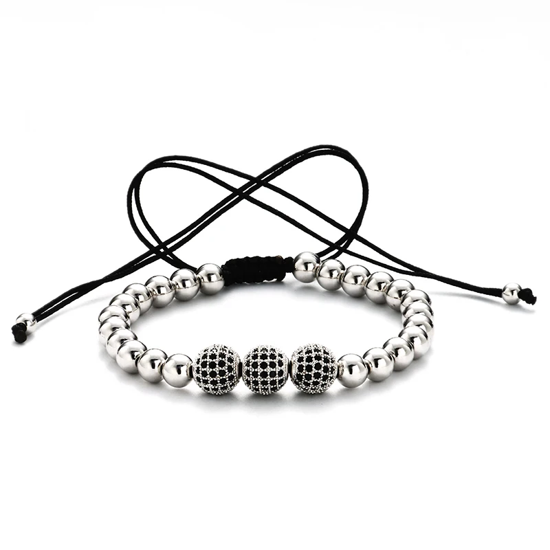 New Zircon Bracelet Men Jewelry Cubic Micro Pave CZ Charm &amp 4mm Round Beads Braided Macrame Bracelets Bangles pulseira feminina |
