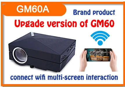 Ручной мини ЖК-проектор GM60, 800x480, Макс. Поддержка 1920x1080, объектив с многослойным покрытием HDMI, 1000 люмен