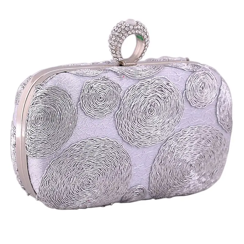 

Mini Punk Clutch Bag Craft Black Silver Steel Weaving Paisley Clutch Handbag Workmanship Ladies Evening Bags