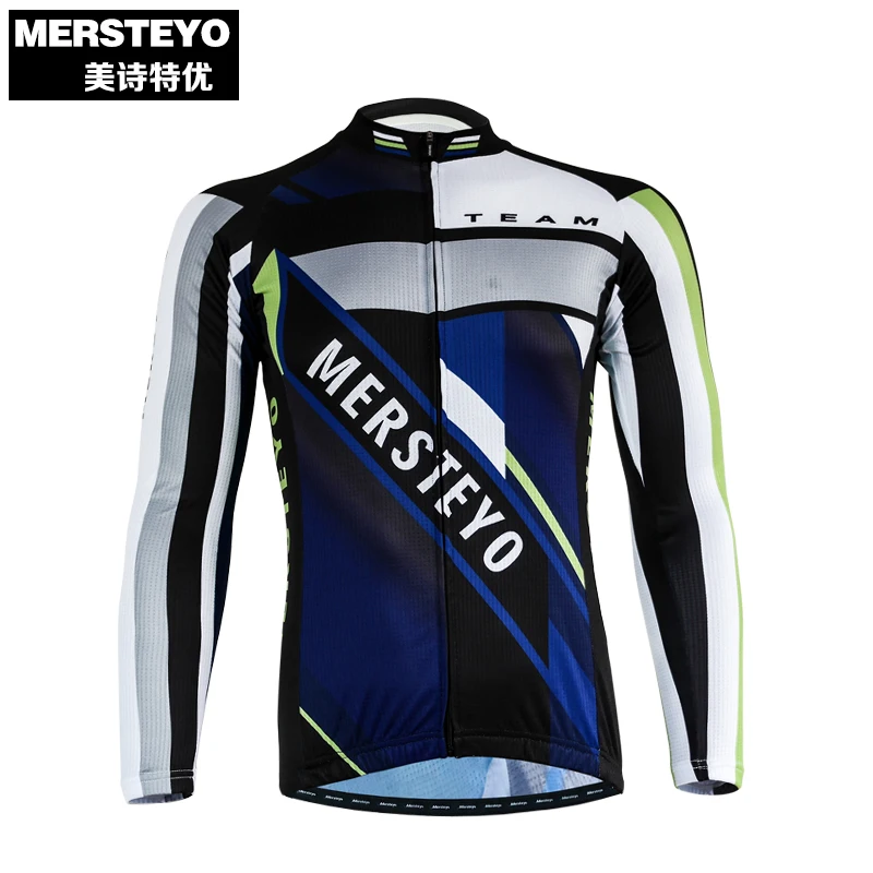 

MERSTEYO Pro Men Bike jersey Long Sleeve Team Cycling clothing Deep Blue Male Riding Top Black MTB Wear Ropa Ciclismo Shirts