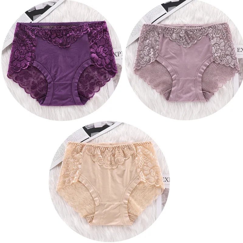 beige purple brown 3 шт./лот, сексуальное кружевное нижнее белье с бантом на спине, модальное женское нижнее белье, дышащие Трусы-стринги, прозрачные трусики HP11 - Цвет: beige purple brown