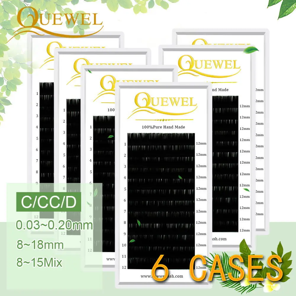 Quewel ресницы для наращивания 12 линий/C/CC/D Curl Silk Single мягкое наращивание ресниц