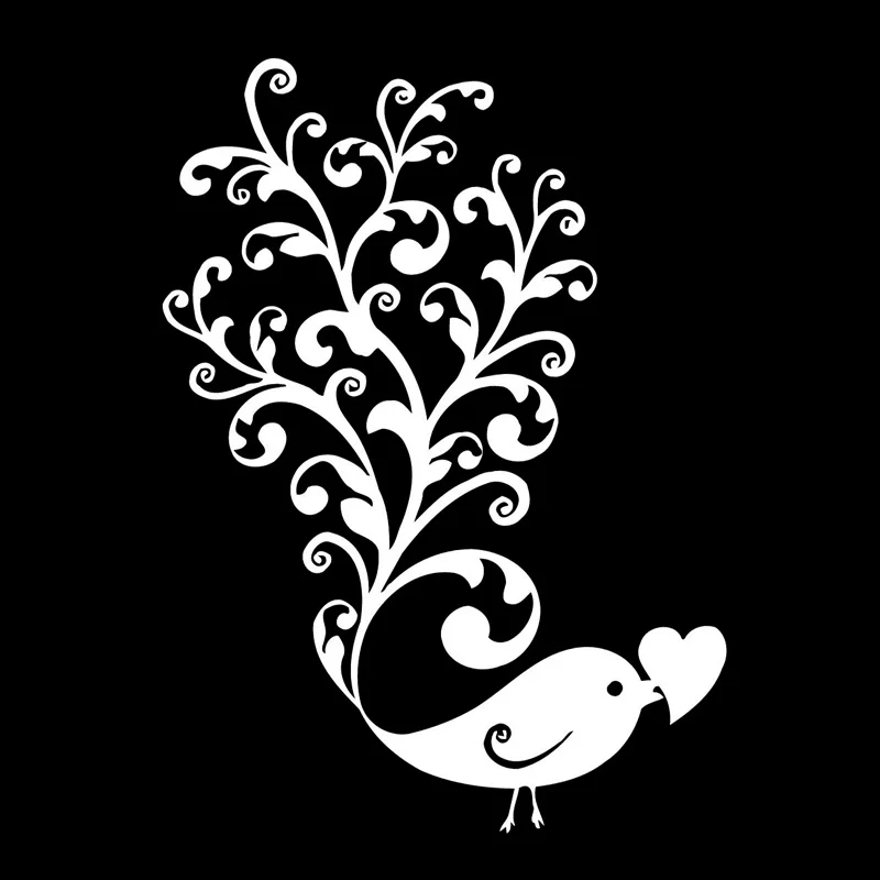 

11.6cm*15.9cm Bird Love Romance Pattern Vinyl Car Styling Stickers Black/Silver S3-5952