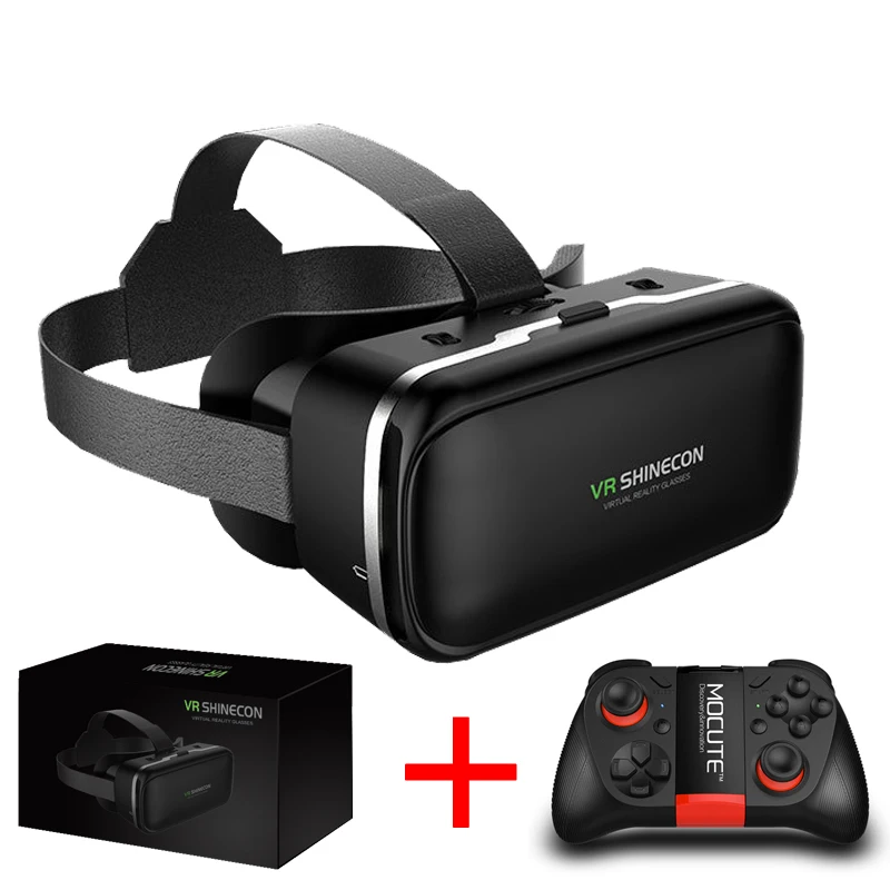 Bundle 5 VR Shinecon 6,0 Виртуальная реальность 3D очки картонный шлем для 4,3-6,0 дюймового смартфона с беспроводным контроллером - Цвет: Bundle 5