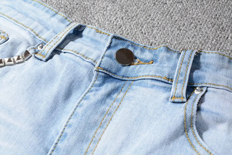 Модные уличные мужские джинсы светло-синего цвета Slim Fit Patch дизайнерские эластичные рваные джинсы мужские джинсовые брюки с принтом хип-хоп джинсы Homme