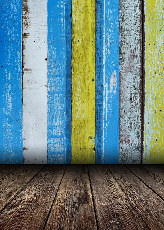 

5x7ft Blue Yellow Green Wood Pallets Grain Custom Washable No Wrinkle Banner Photo Studio Background Backdrop Polyester Fabric