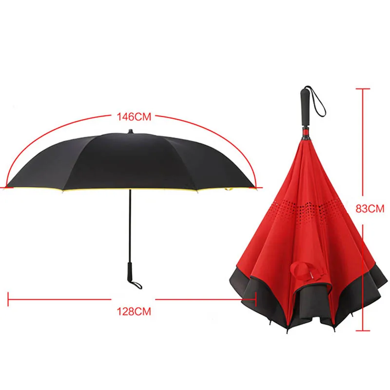 Folding direction umbrella double inverted C holding bracket male and female rainproof windproof rolling sale | Дом и сад