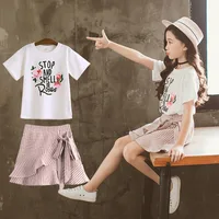 Baby Girls Clothes Sets  New Arrival Autumn T-shirt Bow belt Skirt 2pcs Rose Flowers Children's Clothing Sets Kids Clothes