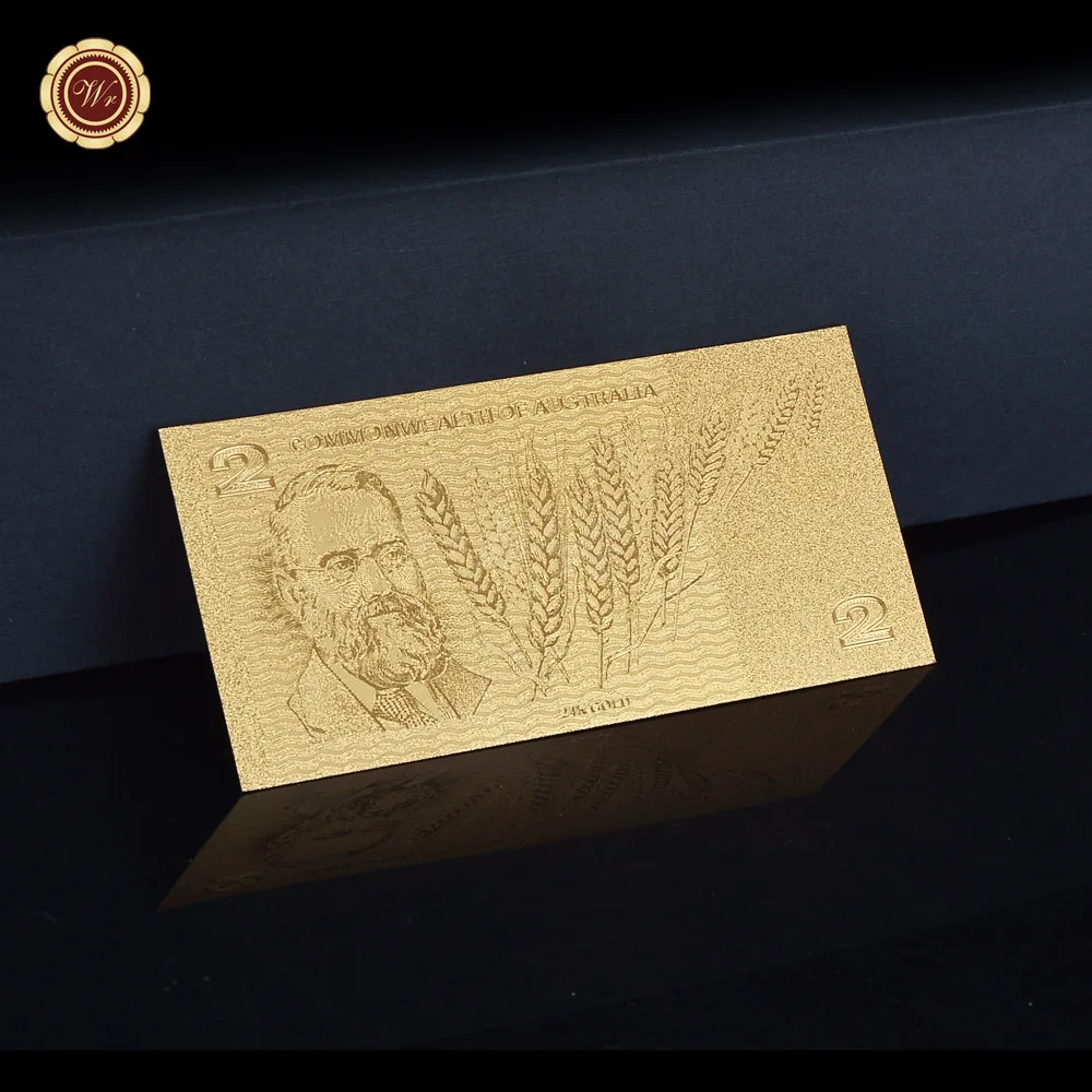 Золотые банкноты из золотой фольги в австралийском стиле 2 фоловые высокого