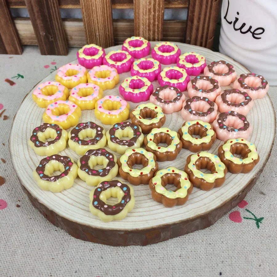 Смешанные 5 цветов Kawaii плоские &quotсделай сам&quot миниатюрная еда Dount смола кабошон