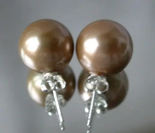 6 couleurs charme 12 mm blanc rose gris noir brun jaune sea shell pearl stud boucles d'oreilles | Украшения и аксессуары