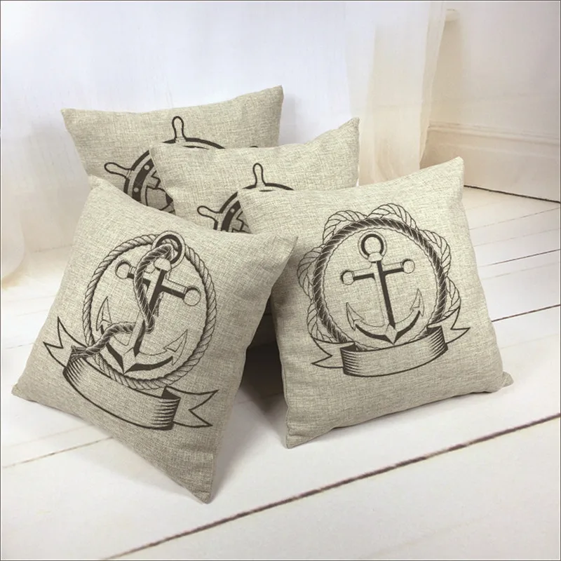 Горячая Распродажа морской якорь матроска Парусная Карта наволочка хлопок чехол