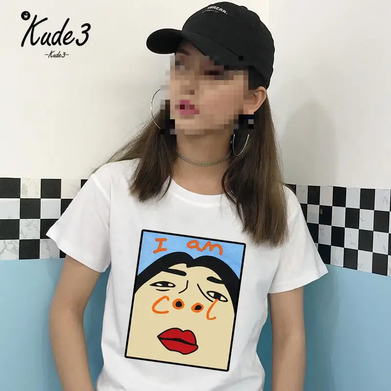 Я Прохладный Смешные футболки с буквенным принтом летний Женская рубашка в стиле