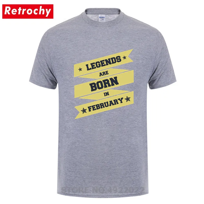 Legends are born in February Tshirt New Fashion Men's Birthday Gifts T Shirts Valentines Day T-shirt Dad Brothers Cotton Top Tee | Мужская