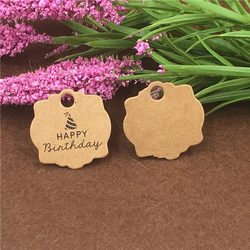 

200Pcs Small Size Brown Gift Tags With Strings Handmade Kraft Paper Gift Tags Jewelry Boxes Packaging Labels Price Tags 3x3cm