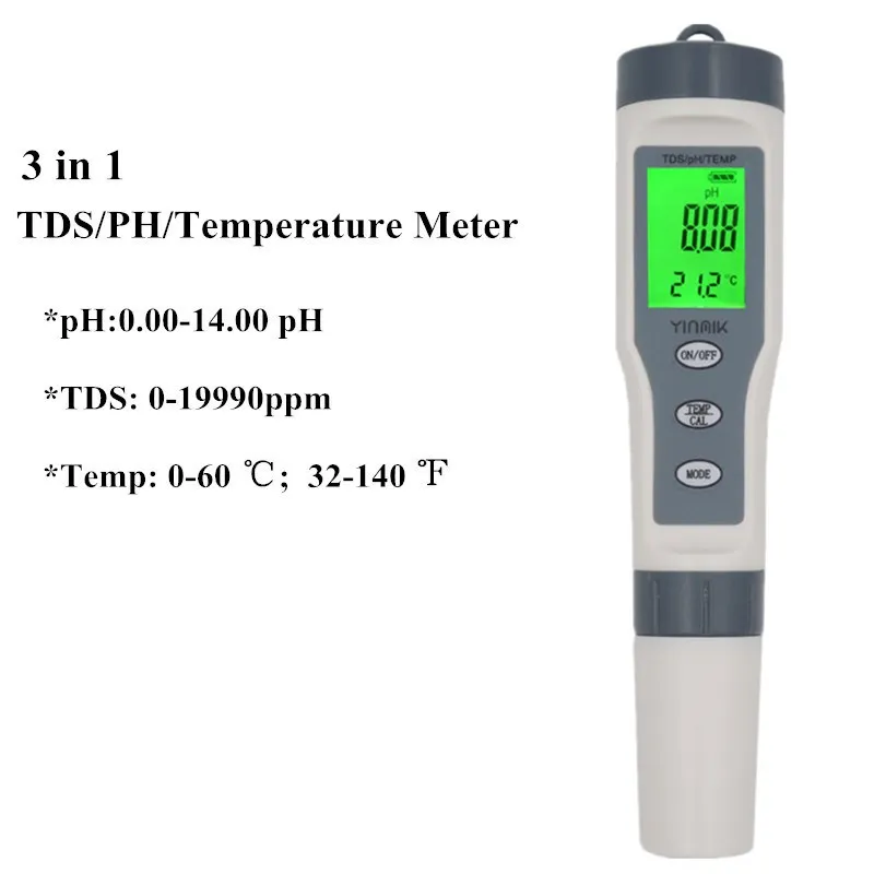 EZ9901 Backlight Цифровой тест воды er 3/4 в 1 тест EC/TDS/PH/TEMP контроль качества воды тест er комплект для бассейнов питьевой воды Скидка 40 - Цвет: EZ9901 Backlight