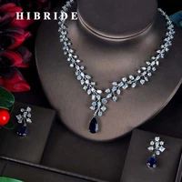 hibride charm blue water drop dubai jewelry sets white gold color wedding necklace earrings sets bijoux bijoux mariage n 593