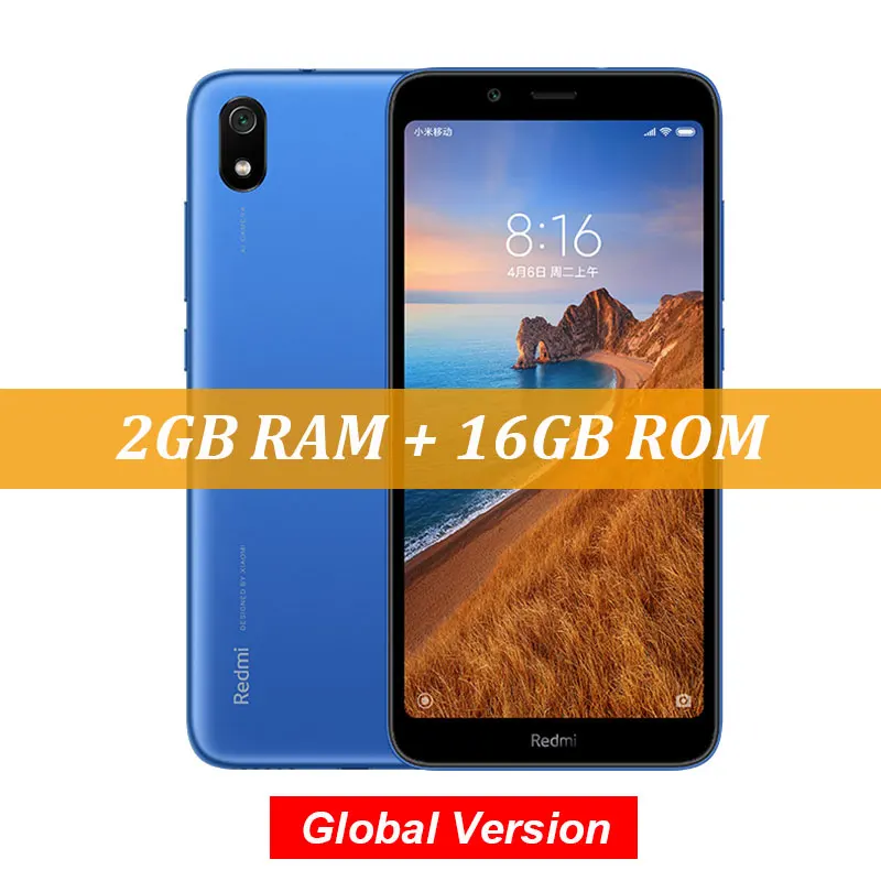 Blue Глобальная версия, Xiaomi Redmi 7A 7 A, 2 ГБ, 16 ГБ, 5,45 дюйма, Восьмиядерный мобильный телефон Snapdargon 439, 4000 мАч, камера 12 МП, смартфон - Цвет: Blue