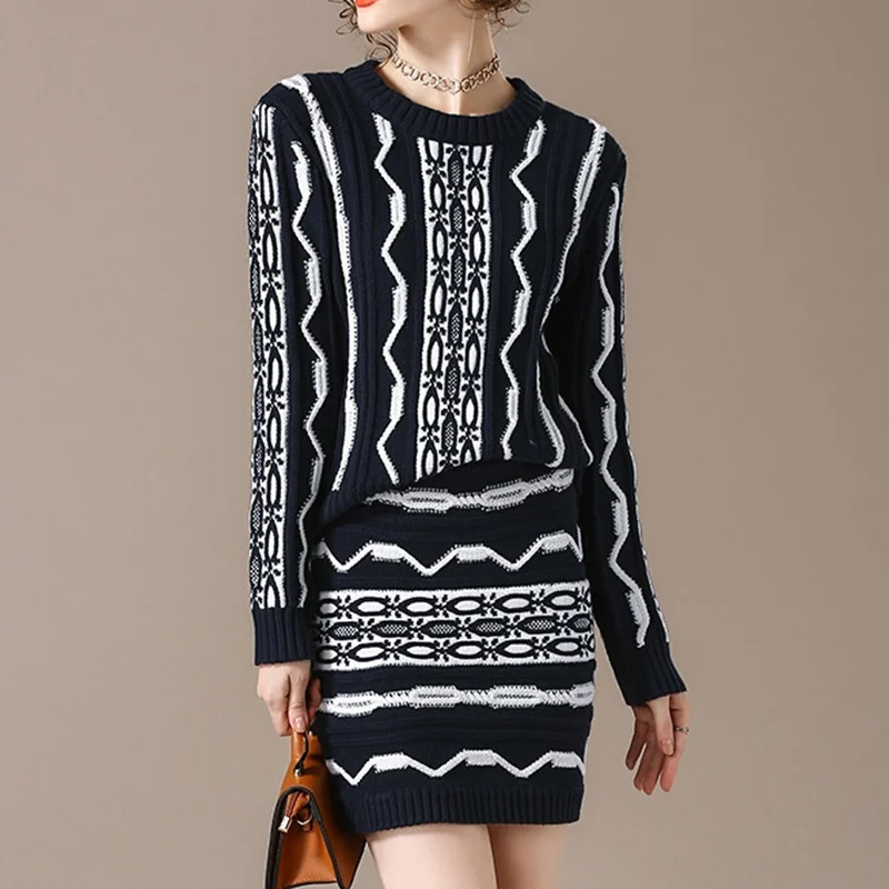 cable knit sweater Contrast twist twisted sleeve + half skirt jacket Z80725 | Женская одежда