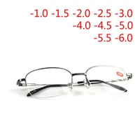 1 0 1 5 2 0 to 6 0 ultralight half frame metal finished myopia glasses men fashion gray frame square nearsighted glasses