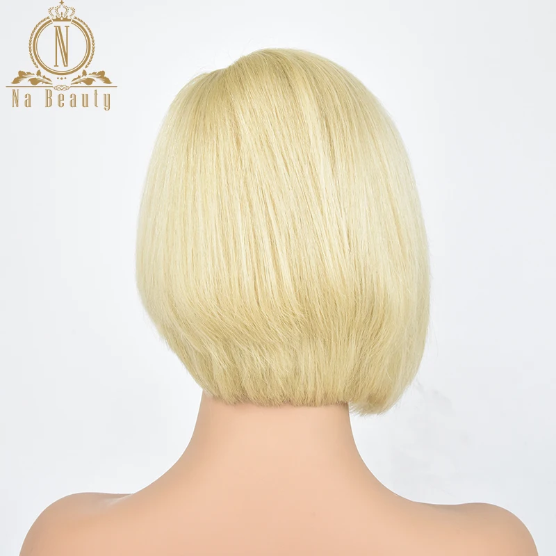 13x6 Lace Front Human Hair Short Bob Wigs Pixie Cut Ombre Color 1B 27 613 Blonde Black Straight For Women Brazilian Remy Hair