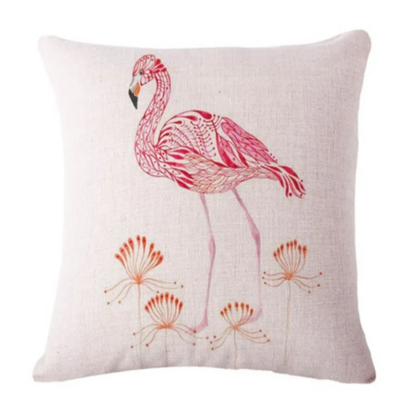 2017 Roman Cotton Linen Pillow Cover Chair Seat Waist Square Decorative Flamingo Pattern Pillowcase Home Cushion Living 45*45cm | Дом и сад