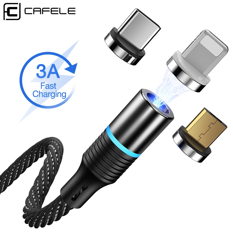 Магнитный кабель Cafele Micro USB Type C магнитное зарядное устройство 3A Быстрая зарядка