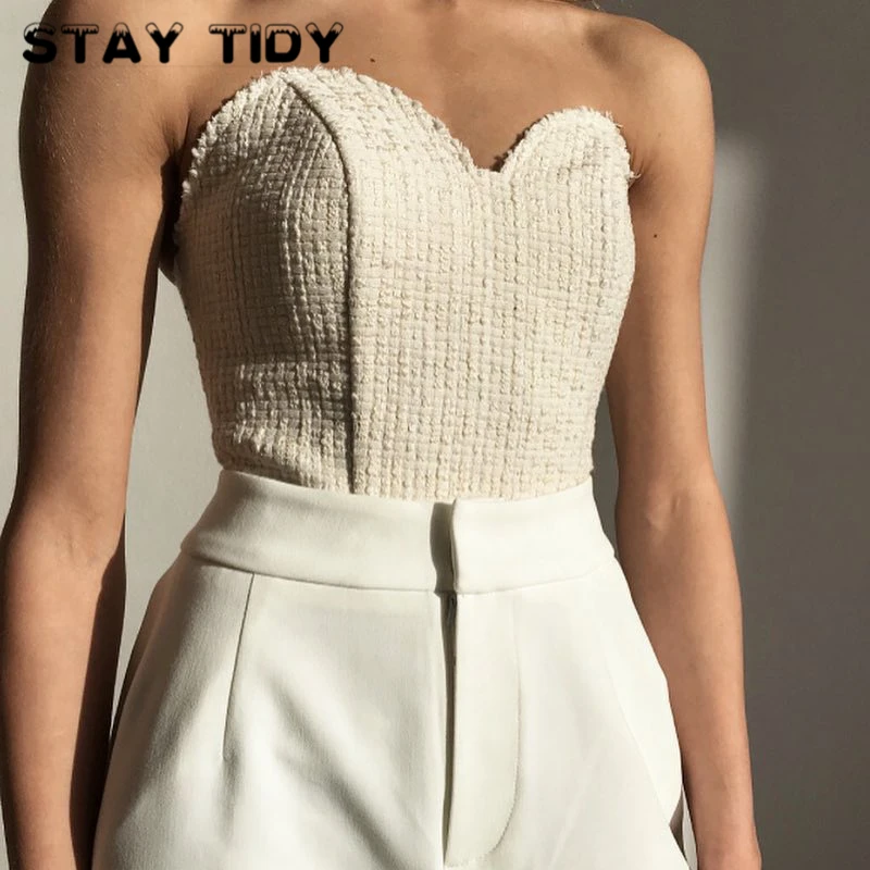 Женский топ на тонких бретельках STAY TIDY топ-бюстье без бретелек с вырезом лодочкой