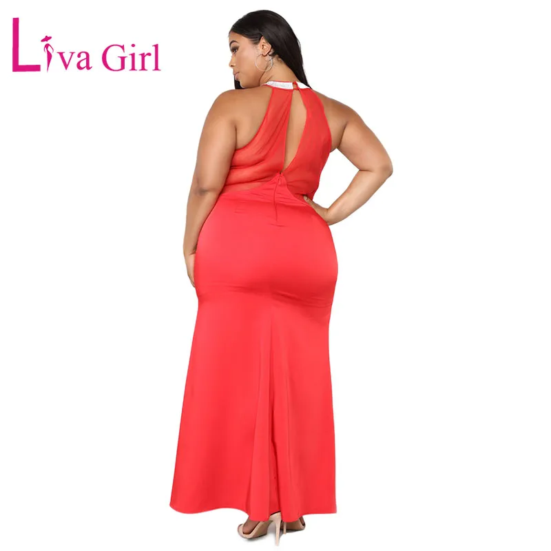 LIVA девушка черный без рукавов Плюс Размер Макси платье для женщин сексуальная