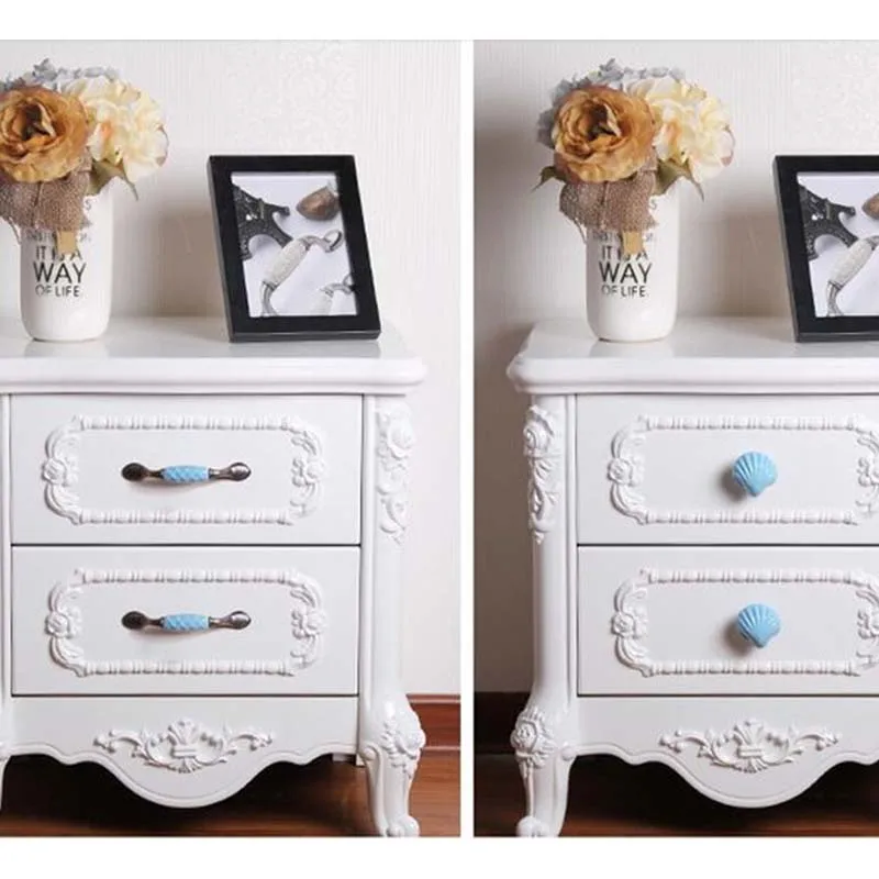 5 &quotсиние ручки для мебели в средиземноморском стиле Синий Античный Серебристый