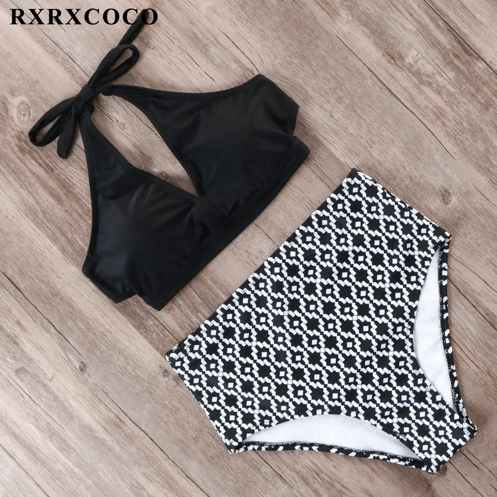 RXRXCOCO, бикини, купальник для женщин, высокая талия, бикини, набор, купальный костюм с пуш-ап, для женщин,, летняя пляжная одежда для женщин, бикини