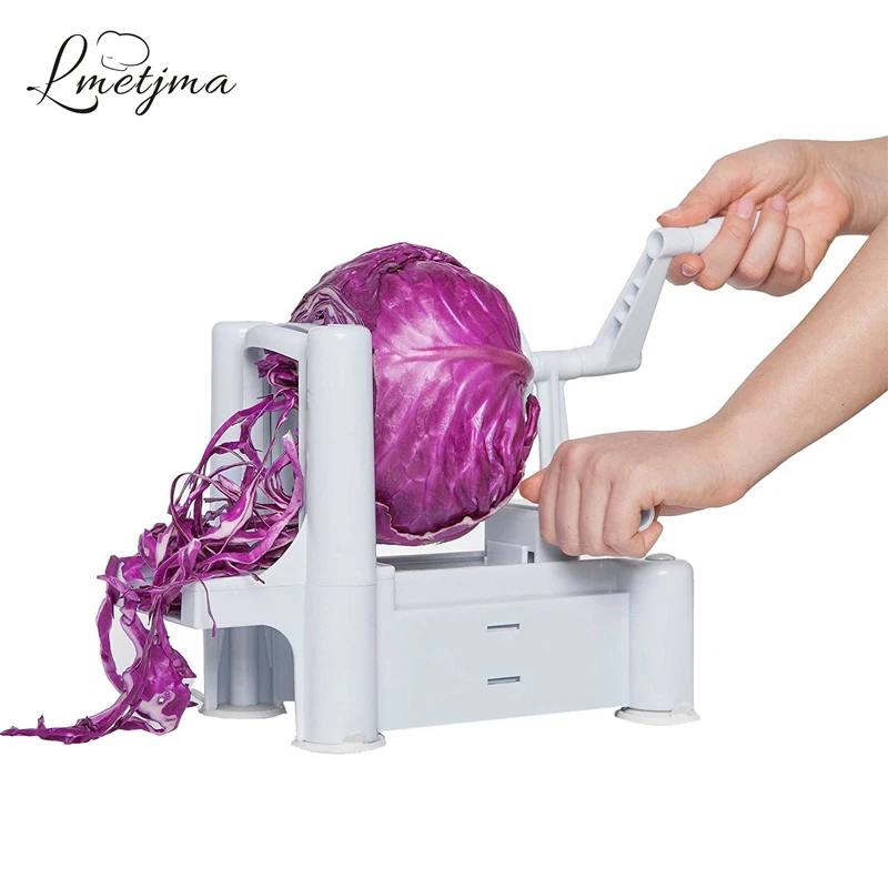 LMETJMA Veggie Spiralizer овощерезка с 3 лезвиями из нержавеющей стали ручной Овощной спиральный слайсер Терка инструменты LK0915A