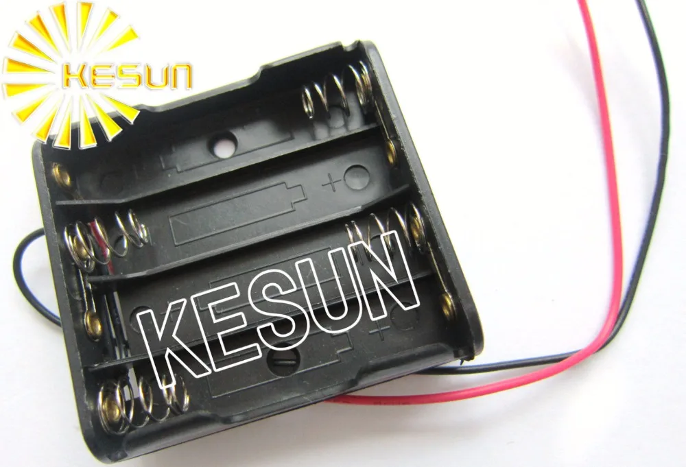 

50PCS x 4x AAA 6V Plastic Black Battery Storage Case Box Holder Socket With150mm Wire Leads