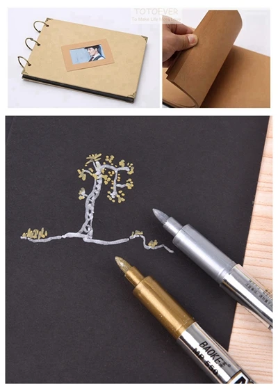 style 4 with 2 pens 30 листов 21 см X 15 см Свадебная Гостевая книга из крафт-бумаги записная книжка DIY Фотоальбом скрапбук обручальное свадебное украшение - Цвет: style 4 with 2 pens