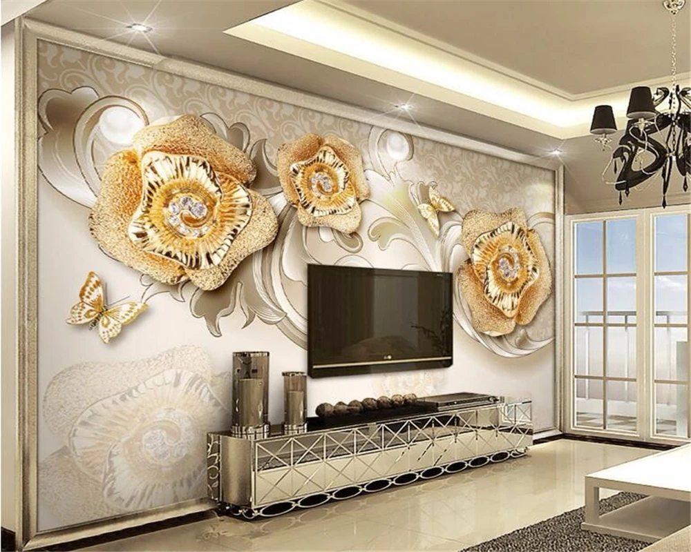 

Европейский 3d Изысканный Европейский Стиль Золотая Роза бабочка фото Мода ТВ обои фон обои для стен 3d