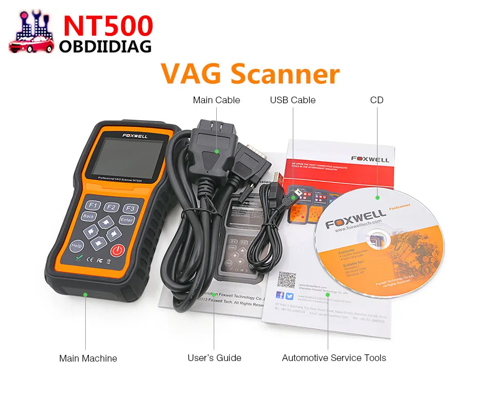 Foxwell NT500 VAG сканер диагностический инструмент OBDII всех систем включая двигатель