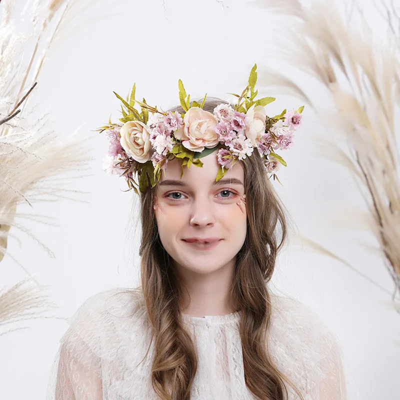 Корона невесты большая роза Цветочная лента для волос повязка на голову женщин