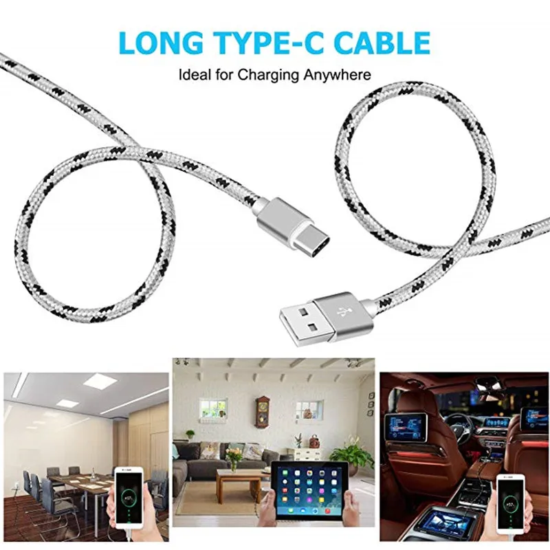 USB кабель для быстрой зарядки 2 м Тип C телефонов Samsung galaxy S10 S9 S8 A8 2018 A7 A3 A5 2017 Axon 7 mini