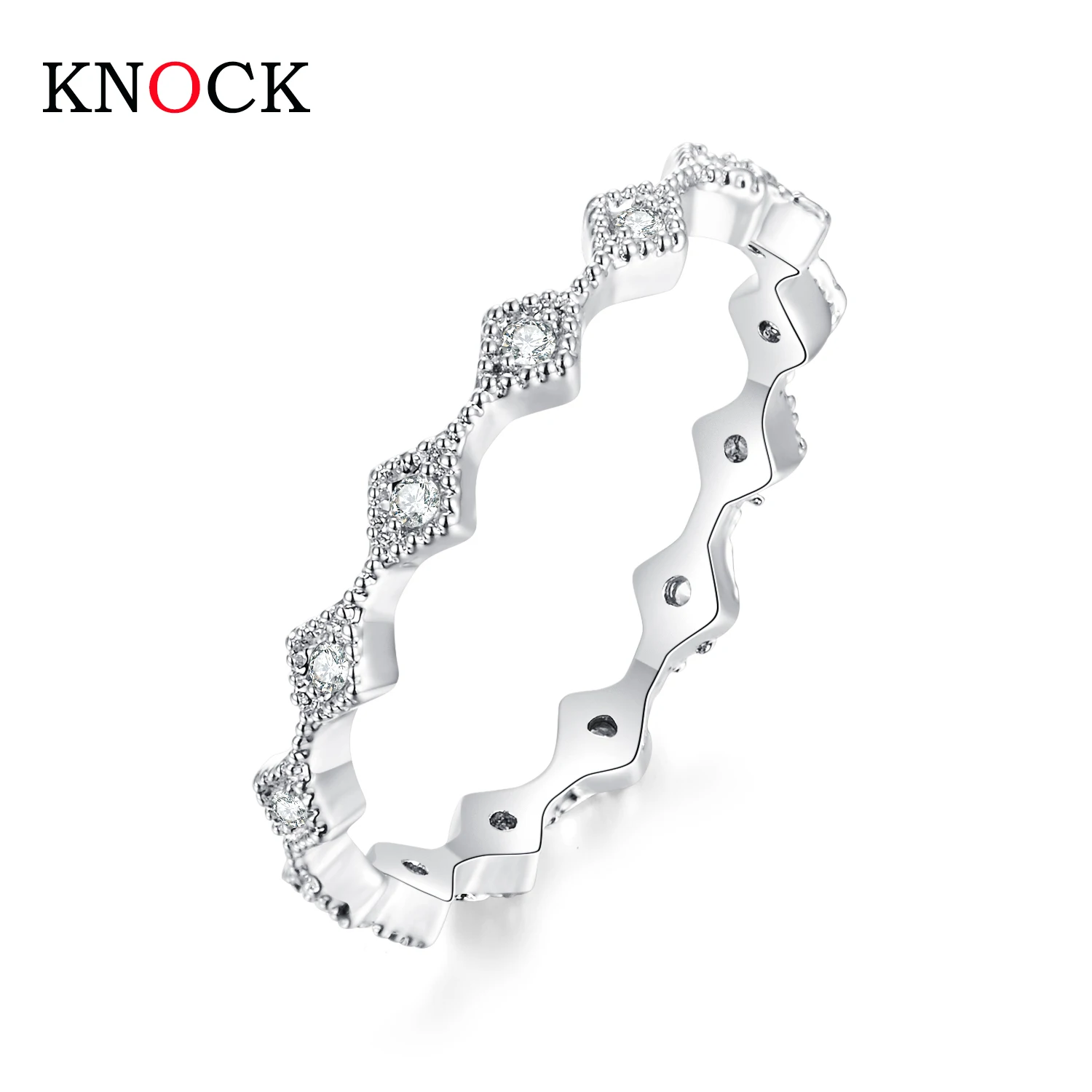 Модные обручальные кольца KNOCK с искаженным цирконием и кристаллом для женщин