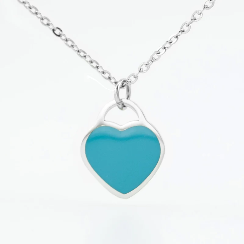 Simsimi blue heart charms small mini tag pendant DIY necklace jewelry making stainless steel parts bulk wholesale 10pcs | Украшения и