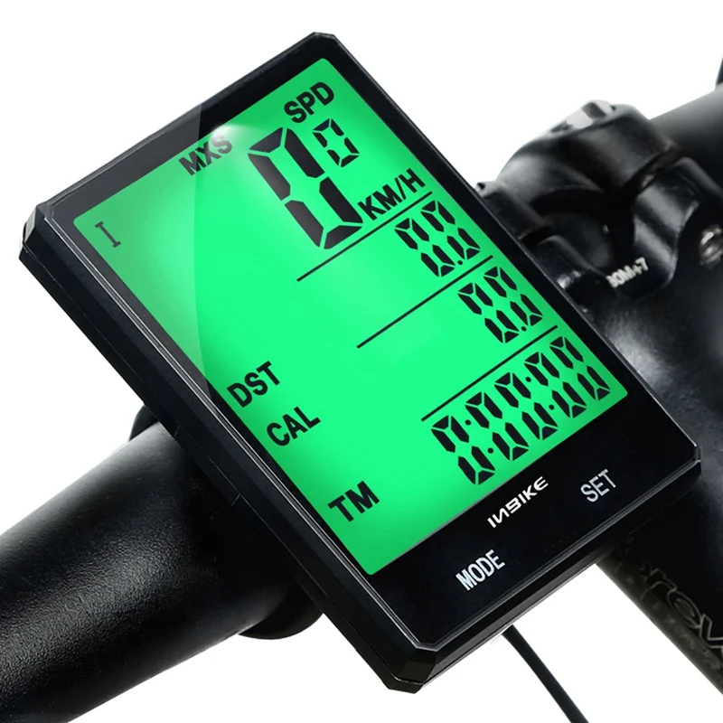 wireless green light INBIKE 2,8 ''большой экран велосипедный компьютер беспроводной Велосипедный компьютер непромокаемый Спидометр Одометр велосипедный измеримый секундомер - Цвет: wireless green light