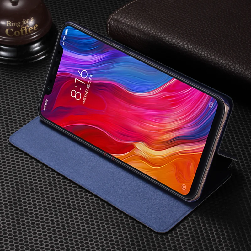 New intelligent sleep smart cover for xiaomi mi 8 flip leather case mi8 free shipping 4 colors with stand function | Мобильные